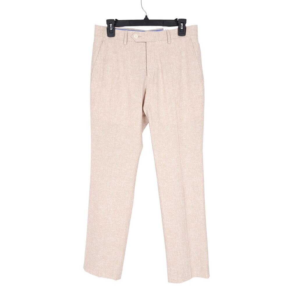Tommy Hilfiger Mens Modern Fit Dress Pants 30x30 Tan Solid Linen Cotton Blend - Picture 5 of 11